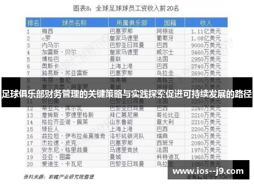 足球俱乐部财务管理的关键策略与实践探索促进可持续发展的路径